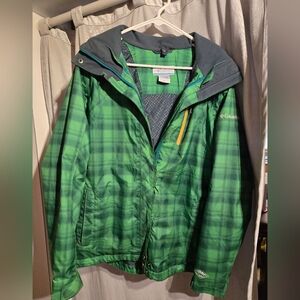 Columbia Green Plaid Ski Jacket